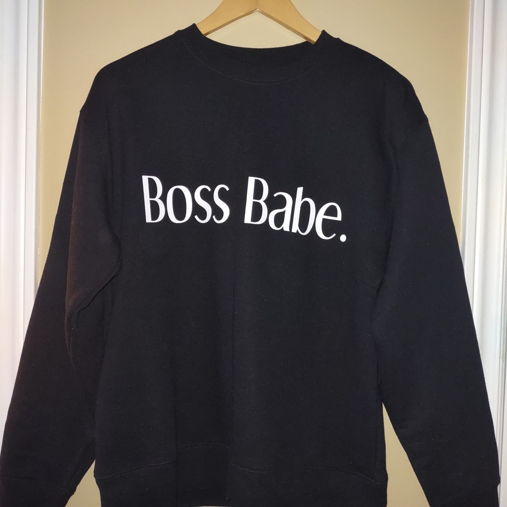 Brunette The Label Black 'Boss Babe' Crew Neck Sweater